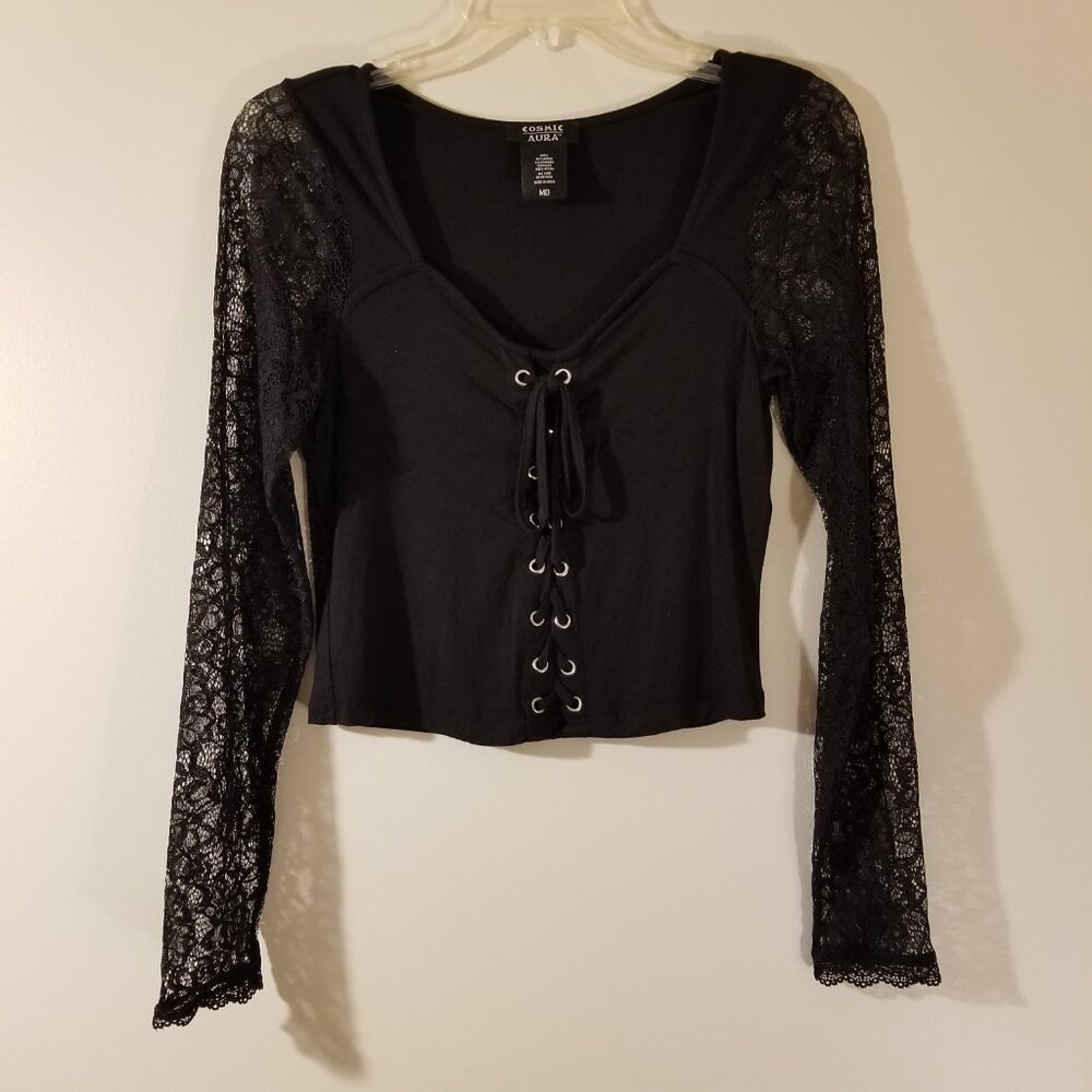 SOLD Hot Topic Cosmic Aura Lace Sleeve Crop Top